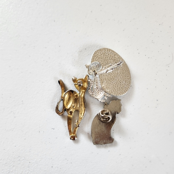 Vintage Cat Pin Brooch Lot Of 3 Eclectic Jewelry 90s 1990s Kitsch Crazy Cats - Picture 5 of 6
